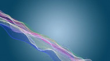 Parçacık dalga nesnesi ile fantastik video animasyonu yavaş çekim ve metin için boşluk, 4096x2304 döngü 4K