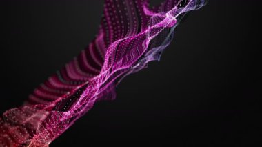 Metin için parçacık dalga nesnesi ve uzayda gelecek video animasyonu, 4096x2304 döngü 4K