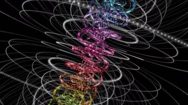 Parçacık çizgili nesne ile gelecek video animasyonu yavaş çekimde, 4096x2304 döngü 4K