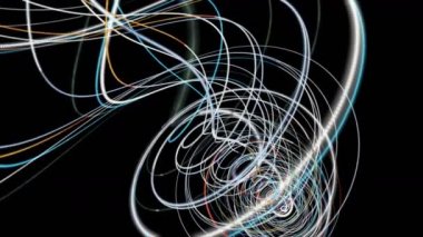 Yavaş çekimde çizgili dalga nesnesi ile gelecek video animasyonu, 4096x2304 döngü 4K