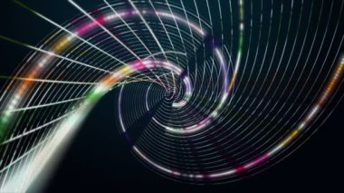 Yavaş çekimde çizgili dalga nesnesi ile gelecek video animasyonu, 4096x2304 döngü 4K