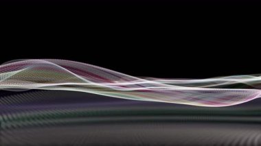 Parçacık dalga nesnesi ile fantastik video animasyonu yavaş çekim ve metin için boşluk, 4096x2304 döngü 4K