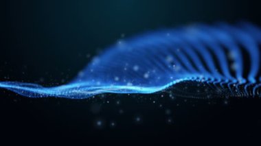 Parçacık dalga nesnesiyle gelecek video animasyonu yavaş çekimde, 4096x2304 döngü 4K