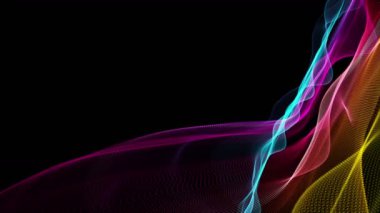 Parçacık dalga nesnesi ile fantastik video animasyonu yavaş çekim ve metin için boşluk, 4096x2304 döngü 4K