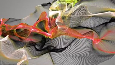 Parçacık dalgası nesnesinin ağır çekimde fantastik video animasyonu, 4096x2304 döngü 4K