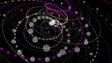 Parçacık çizgili nesne ile gelecek video animasyonu yavaş çekimde, 4096x2304 döngü 4K