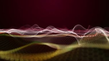 Parçacık dalga nesnesi ile fantastik video animasyonu yavaş çekim ve metin için boşluk, 4096x2304 döngü 4K