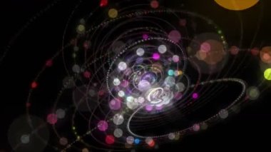 Yavaş çekimde titreşen parçacık şeritli nesne ile gelecek video animasyonu, 4096x2304 döngü 4K