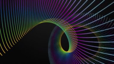 Yavaş çekimde çizgili dalga nesnesi ile gelecek video animasyonu, 4096x2304 döngü 4K