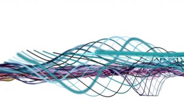 Yavaş çekimde çizgili dalga nesnesi ile fantastik video animasyonu, 4096x2304 döngü 4K