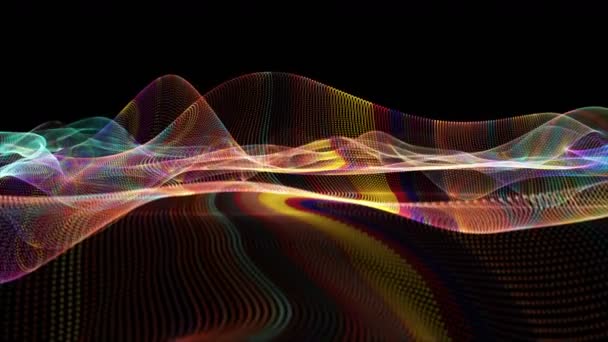 粒子波物体慢动作和文本空间的未来主义视频动画 4096X2304环路4K — 图库视频影像