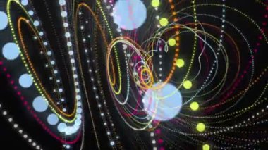 Parçacık çizgili nesne ile gelecek video animasyonu yavaş çekimde, 4096x2304 döngü 4K