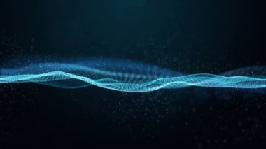 Metin için parçacık dalga nesnesi ve uzayda gelecek video animasyonu, 4096x2304 döngü 4K