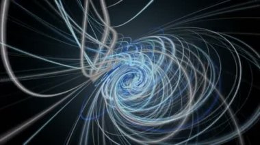 Yavaş çekimde çizgili dalga nesnesi ile gelecek video animasyonu, 4096x2304 döngü 4K