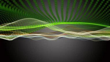 Parçacık dalga nesnesi ile fantastik video animasyonu yavaş çekim ve metin için boşluk, 4096x2304 döngü 4K