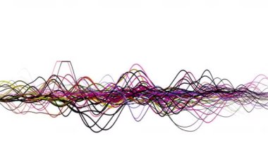 Yavaş çekimde şerit dalga nesnesi ve metin için uzay ile fantastik video animasyonu, 4096x2304 döngü 4K