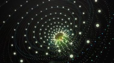 Parçacık çizgili nesne ile gelecek video animasyonu yavaş çekimde, 4096x2304 döngü 4K