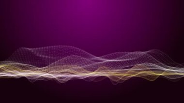 Parçacık dalga nesnesi ile fantastik video animasyonu yavaş çekim ve metin için boşluk, 4096x2304 döngü 4K