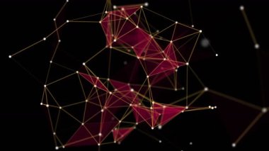 Yavaş çekimde parıldayan üçgenlerle gelecekteki pleksus video animasyonu, 4096x2304 döngüsü 4K