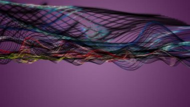 Parçacık dalga nesnesi ile fantastik video animasyonu yavaş çekim ve metin için boşluk, 4096x2304 döngü 4K