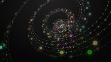 Parçacık şeritli nesne ile fantastik video animasyonu yavaş çekimde, 4096x2304 döngü 4K