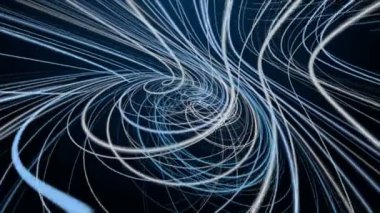 Yavaş çekimde çizgili dalga nesnesi ile gelecek video animasyonu, 4096x2304 döngü 4K