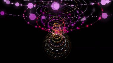 Parçacık şeritli nesne ile fantastik video animasyonu yavaş çekimde, 4096x2304 döngü 4K