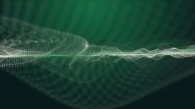 Parçacık dalgası nesnesinin ağır çekimde, 4096x2304 döngüsü 4K ile fantastik eko video animasyonu