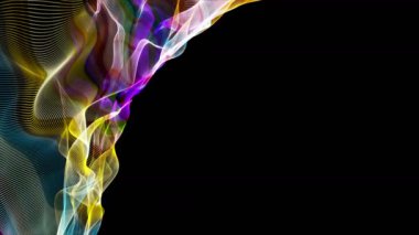 Parçacık dalga nesnesi ile fantastik video animasyonu yavaş çekim ve metin için boşluk, 4096x2304 döngü 4K