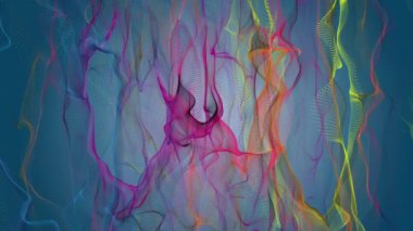 Parçacık dalgası nesnesinin ağır çekimde fantastik video animasyonu, 4096x2304 döngü 4K