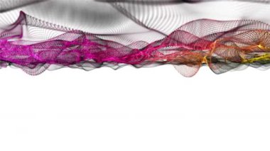 Parçacık dalga nesnesi ile fantastik video animasyonu yavaş çekim ve metin için boşluk, 4096x2304 döngü 4K