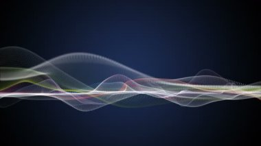 Parçacık dalga nesnesi ile fantastik video animasyonu yavaş çekim ve metin için boşluk, 4096x2304 döngü 4K