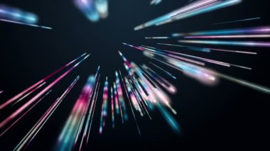 Yavaş çekimde parlayan çizgili nesnelerle gelecek video animasyonu, 4096x2304 döngü 4K