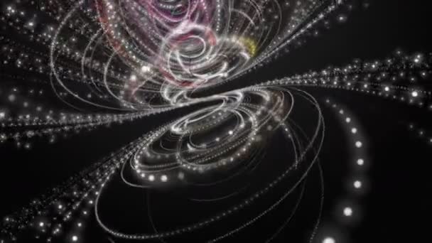 Animație Video Futuristă Obiect Benzi Particule Mișcare Lentă Buclă 4096X2304 — Videoclip de stoc