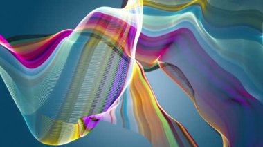 Parçacık dalgası nesnesinin ağır çekimde fantastik video animasyonu, 4096x2304 döngü 4K