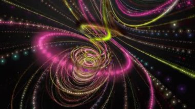 Parçacık çizgili nesne ile gelecek video animasyonu yavaş çekimde, 4096x2304 döngü 4K