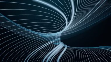 Yavaş çekimde çizgili dalga nesnesi ile gelecek video animasyonu, 4096x2304 döngü 4K