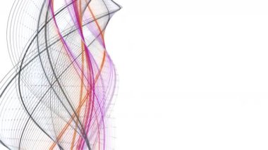 Yavaş çekimde şerit dalga nesnesi ve metin için uzay ile fantastik video animasyonu, 4096x2304 döngü 4K