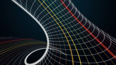 Yavaş çekimde çizgili dalga nesnesi ile gelecek video animasyonu, 4096x2304 döngü 4K