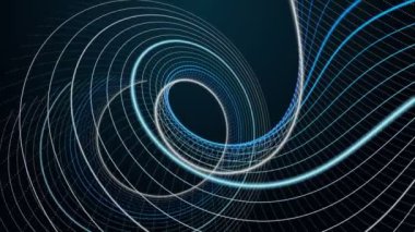 Yavaş çekimde çizgili dalga nesnesi ile gelecek video animasyonu, 4096x2304 döngü 4K