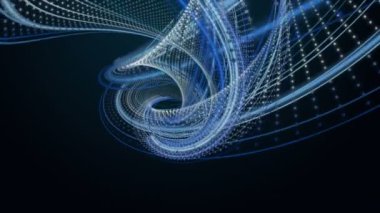 Parçacık çizgili nesne ile gelecek video animasyonu yavaş çekimde, 4096x2304 döngü 4K