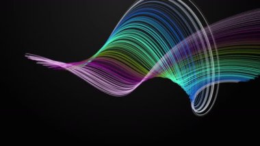 Yavaş çekimde çizgili dalga nesnesi ile fantastik video animasyonu, 4096x2304 döngü 4K