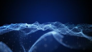 Metin için parçacık dalga nesnesi ve uzayda gelecek video animasyonu, 4096x2304 döngü 4K