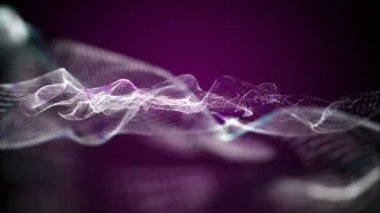 Parçacık dalgası nesnesinin ağır çekimde fantastik video animasyonu, 4096x2304 döngü 4K