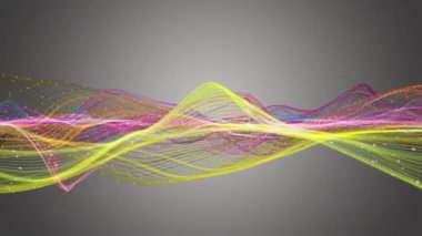 Parçacık dalgası nesnesinin ağır çekimde fantastik video animasyonu, 4096x2304 döngü 4K