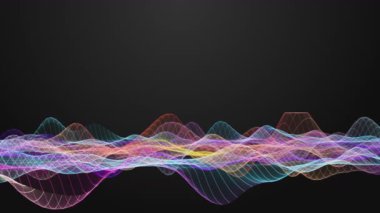 Parçacık dalga nesnesi ile fantastik video animasyonu yavaş çekim ve metin için boşluk, 4096x2304 döngü 4K