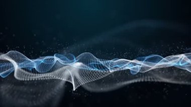 Parçacık dalga nesnesiyle gelecek video animasyonu yavaş çekimde, 4096x2304 döngü 4K