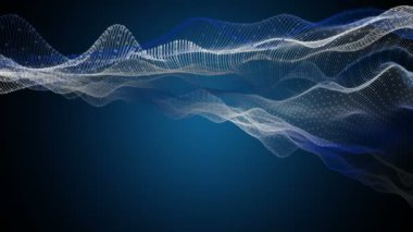 Parçacık dalga nesnesiyle gelecek video animasyonu yavaş çekimde, 4096x2304 döngü 4K