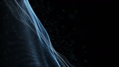 Metin için parçacık dalga nesnesi ve uzayda gelecek video animasyonu, 4096x2304 döngü 4K