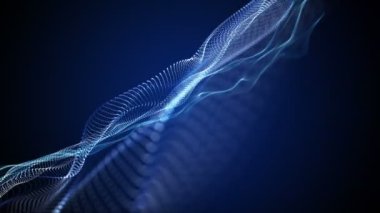 Parçacık dalga nesnesiyle gelecek video animasyonu yavaş çekimde, 4096x2304 döngü 4K